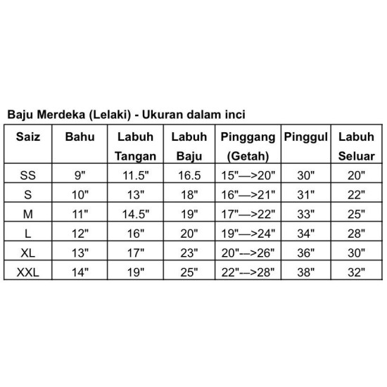 Baju Merdeka Kanak-Kanak Lelaki