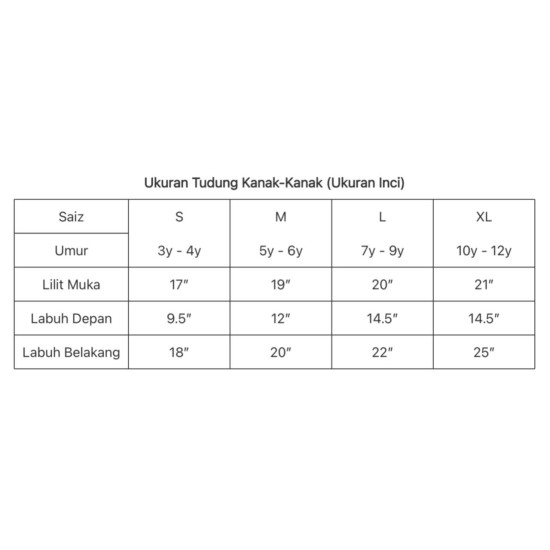 Tudung Merdeka Kanak-Kanak Tudung Merdeka Kanak-Kanak